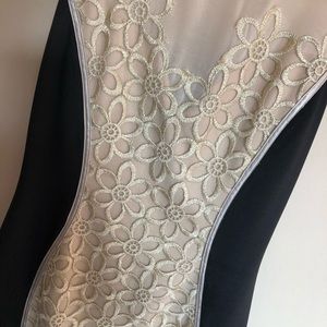 Black and cream bodycon dress